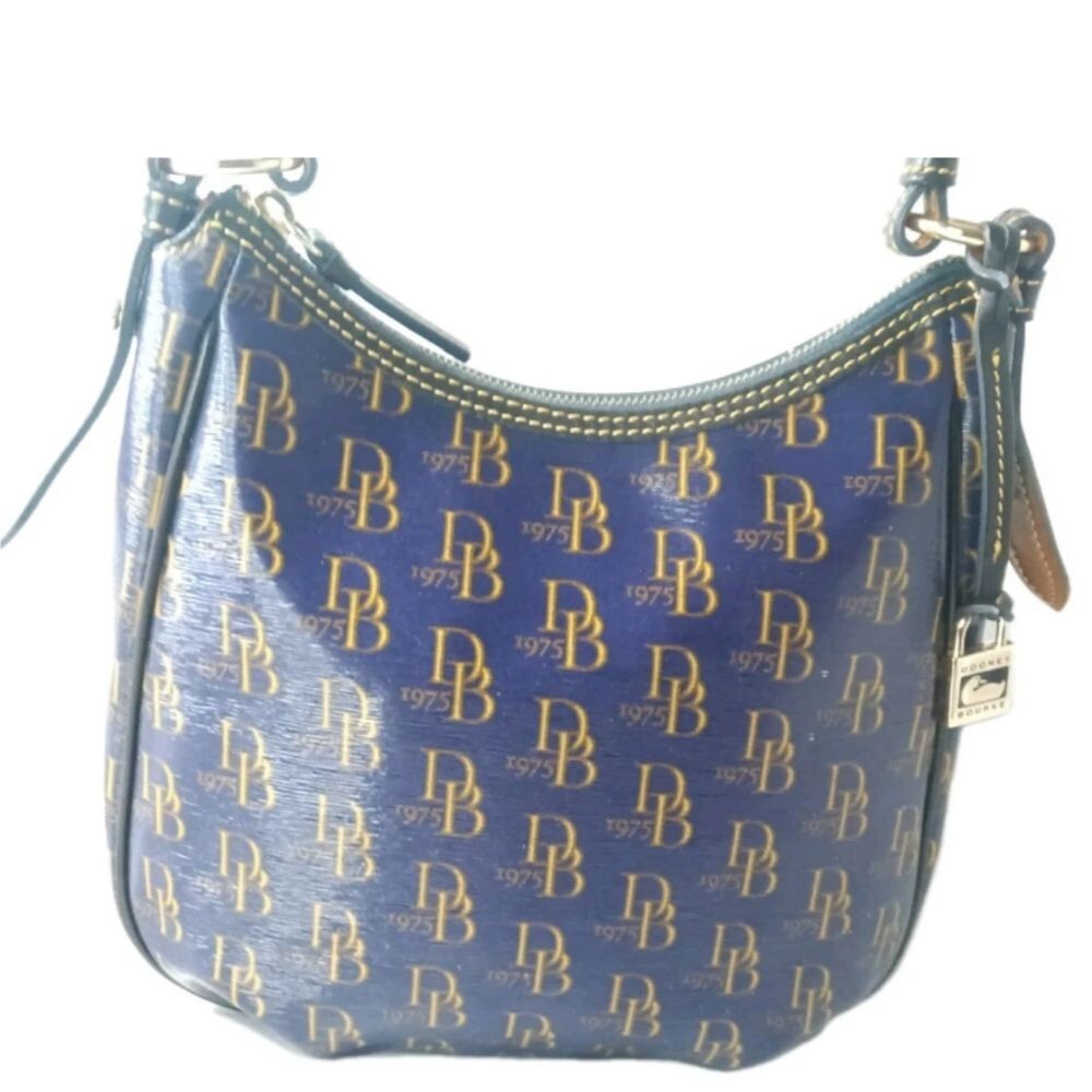 Dooney & Bourke DB75 Signature  Hobo Bag Purple & Brown Shoulder Bag - Picture 3 of 11